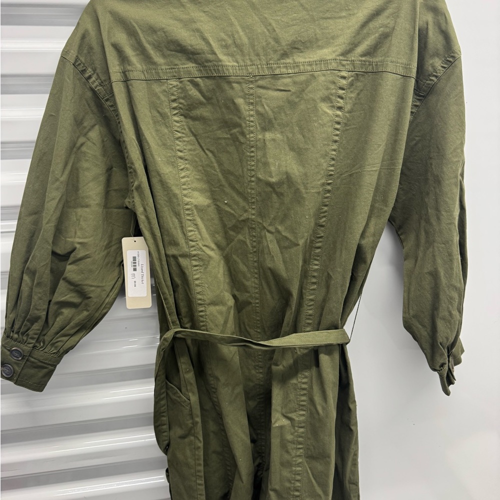 Lyn Burches Size M Olive Green Button-Up Jumpsuit - Picture 4 of 4